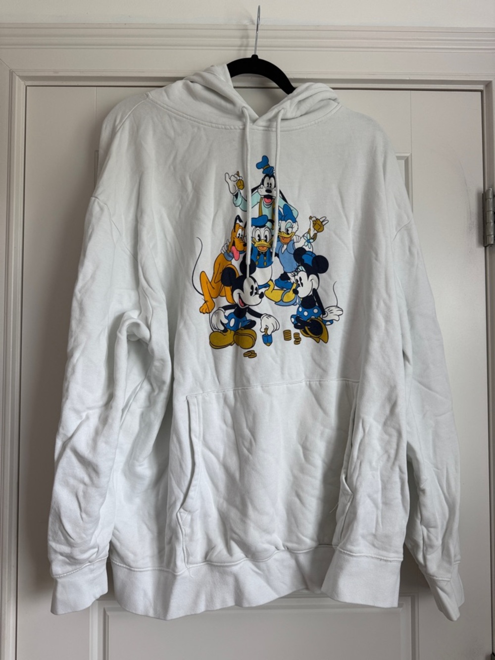 Disney White Graphic Hoodie with Classic Character Stack
